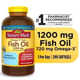 Nature Made Omega 3 Fish Oil 1,200mg One Per Day Softgels;  290 Count
