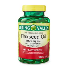 Spring Valley Flaxseed Oil Softgels Dietary Supplement;  1,000 mg;  100 Count