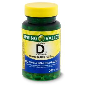 Spring Valley Vitamin D3 Supplement;  50 mcg 2,000 IU;  200 Count