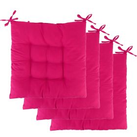 4Pcs Chair Cushion Pads Pillow 15.75x15.75x2.37in Soft Tie On Square Sitting Mats For Home Office Car Sitting Travel (Option: ChairSeatPadRed)