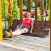 2-3 Seater Swing Cushion Waterproof Outdoor Swing Cushions Replacement Swing Bench Pads Chair Mat with Backrest 8 Tie Straps 59x43.3x3.9in for Patio F