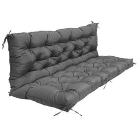 2-3 Seater Swing Cushion Waterproof Outdoor Swing Cushions Replacement Swing Bench Pads Chair Mat with Backrest 8 Tie Straps 59x43.3x3.9in for Patio F (Option: SwingCushionDarkGrey)