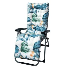 67x22in Chaise Lounger Cushion Recliner Rocking Chair Sofa Mat Deck Chair Cushion (Option: PadWhiteBlueLeaf)